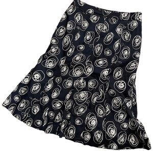 Précis Petite Sz 8 fit & flare skirt in navy with white abstract scribble design